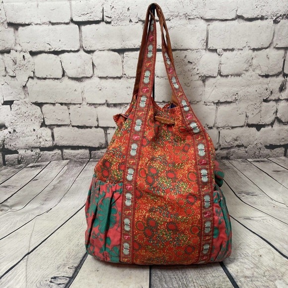 LOOP Boho‎ Beach Bag Lobster Seashell Floral Vacation Festival Style Bold Bright - Picture 2 of 15